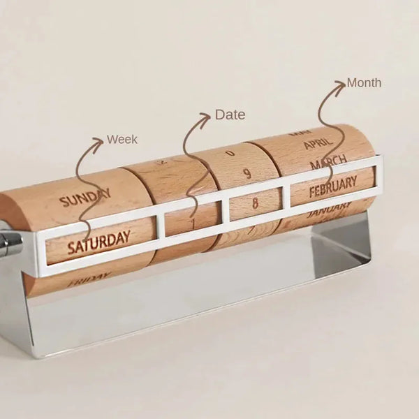Mini Wooden Rotating Desk Calendar Show