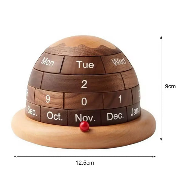 Walnut Planet Perpetual Desk Calendar size