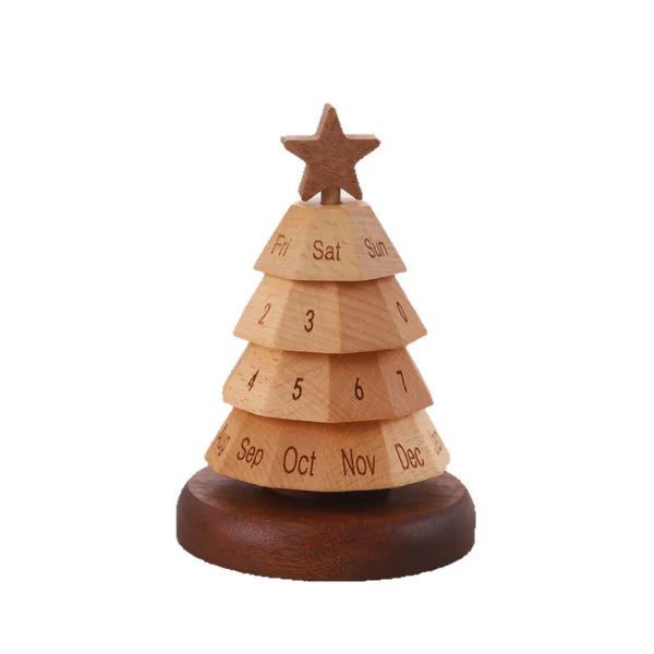 Wooden Christmas Tree Perpetual Calendar