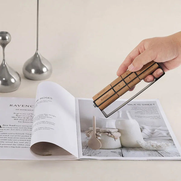 Mini Wooden Rotating Desk Calendar Black Preview