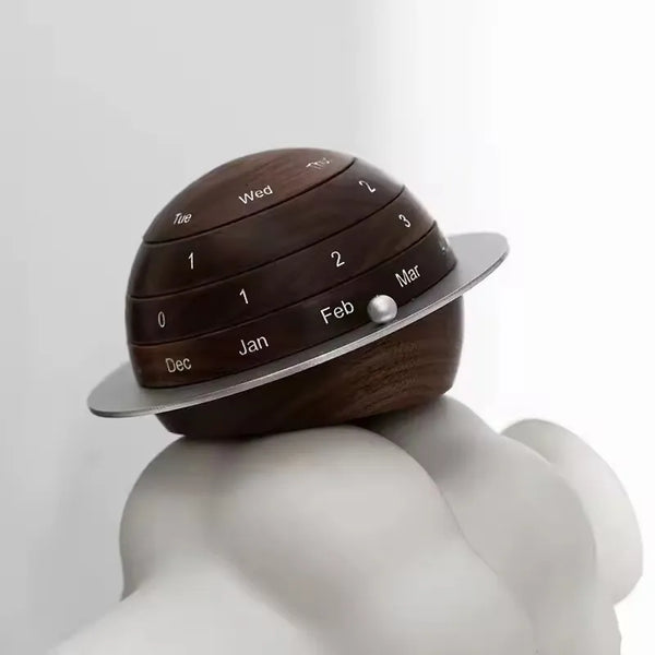 Planet Wooden Perpetual Desk Calendar On Cloud