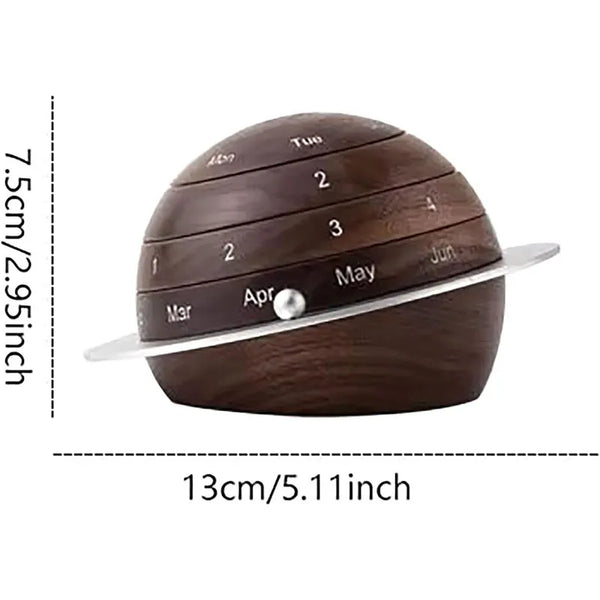 Planet Wooden Perpetual Desk Calendar Size