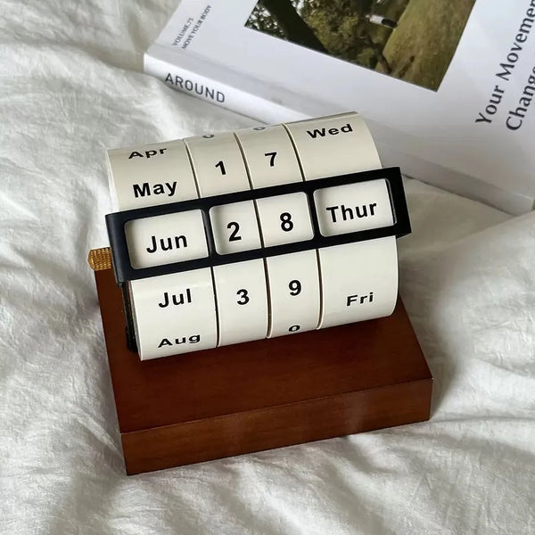 Vintage Rotating Perpetual Desk Calendar detail