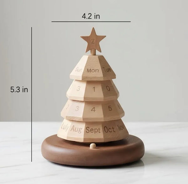 Wooden Christmas Tree Perpetual Calendar Sze