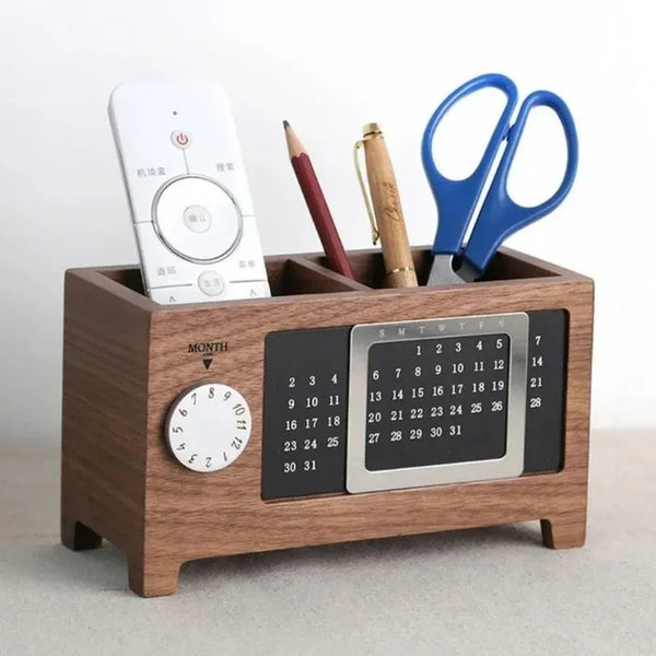 Wooden Perpetual Calendar Pen Holder Show