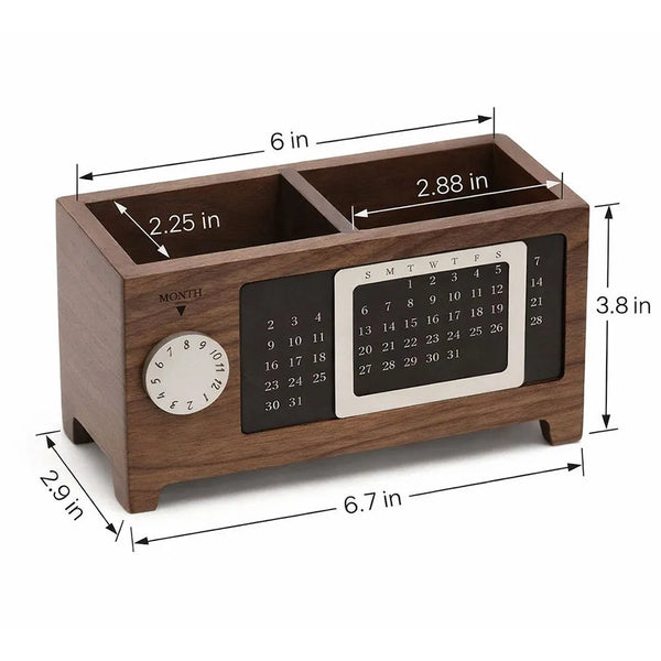 Wooden Perpetual Calendar Pen Holder Size